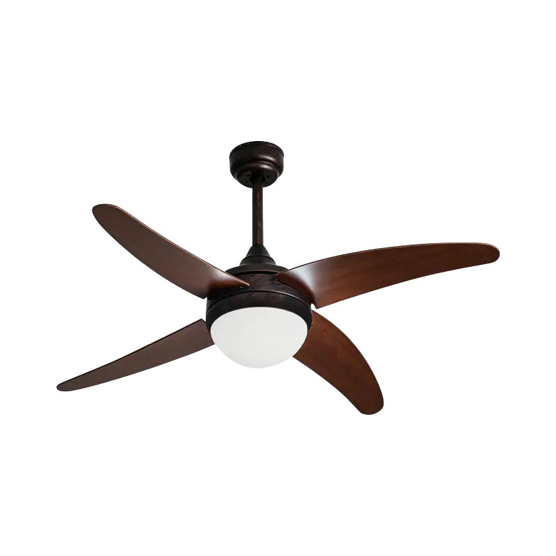 Ventilador de techo con aspas de madera contrachapada y luz