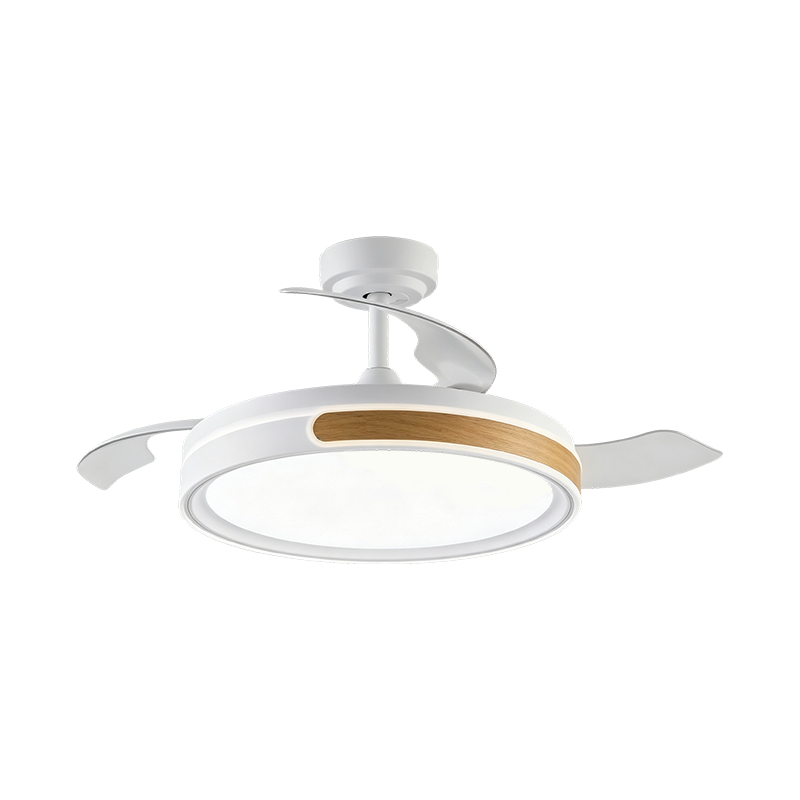 Luz de ventilador retráctil de grano de madera rústica