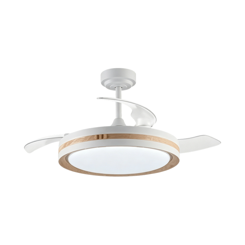 Luz de ventilador retráctil de grano de madera rústica