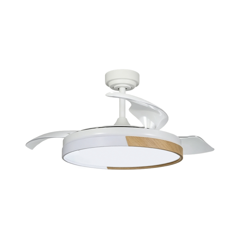 Luz de ventilador retráctil de grano de madera rústica