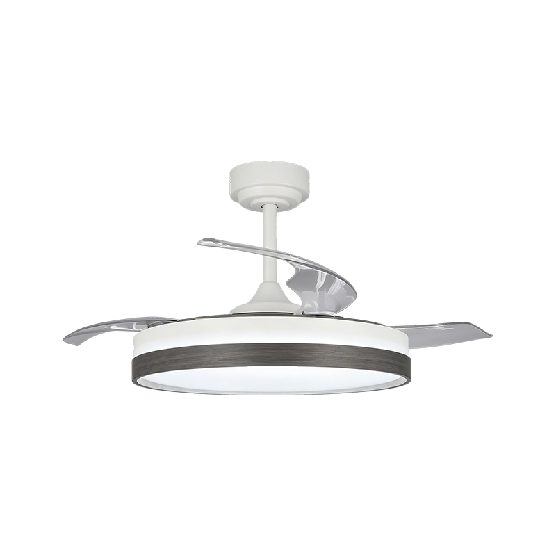Luz de ventilador retráctil de grano de madera rústica