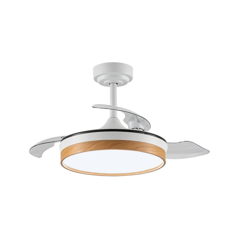 Luz de ventilador retráctil de grano de madera rústica