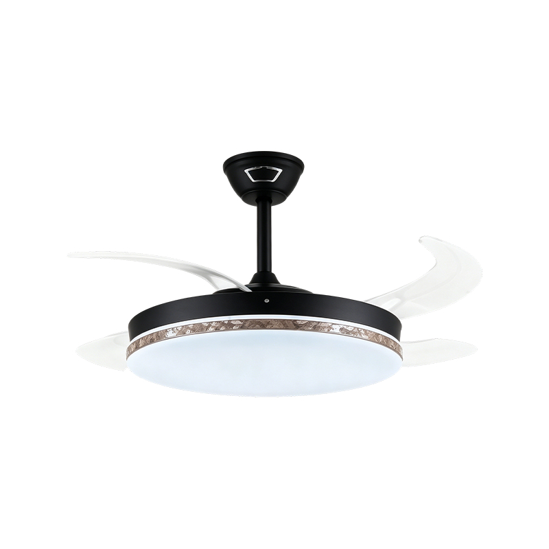 Luz de ventilador retráctil de grano de madera rústica