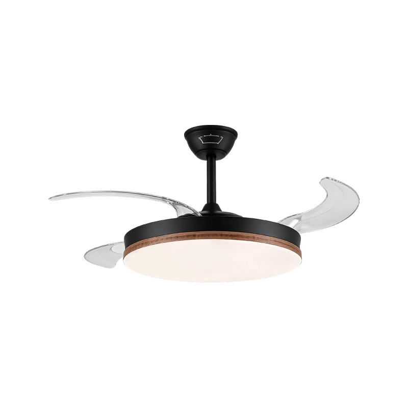 Luz de ventilador retráctil de grano de madera rústica