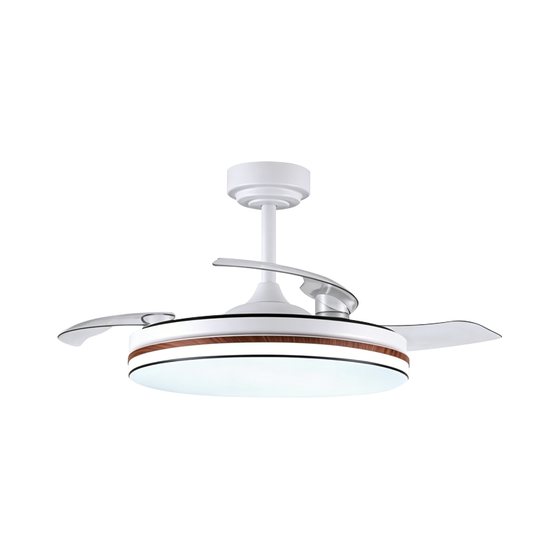 Luz de ventilador retráctil de grano de madera rústica