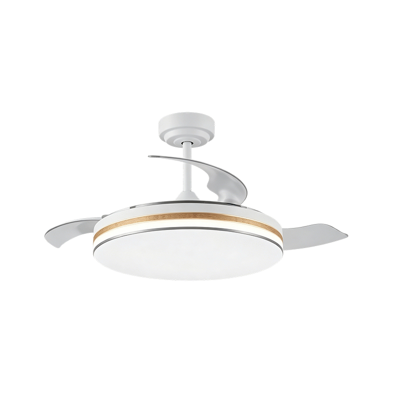 Luz de ventilador retráctil de grano de madera rústica