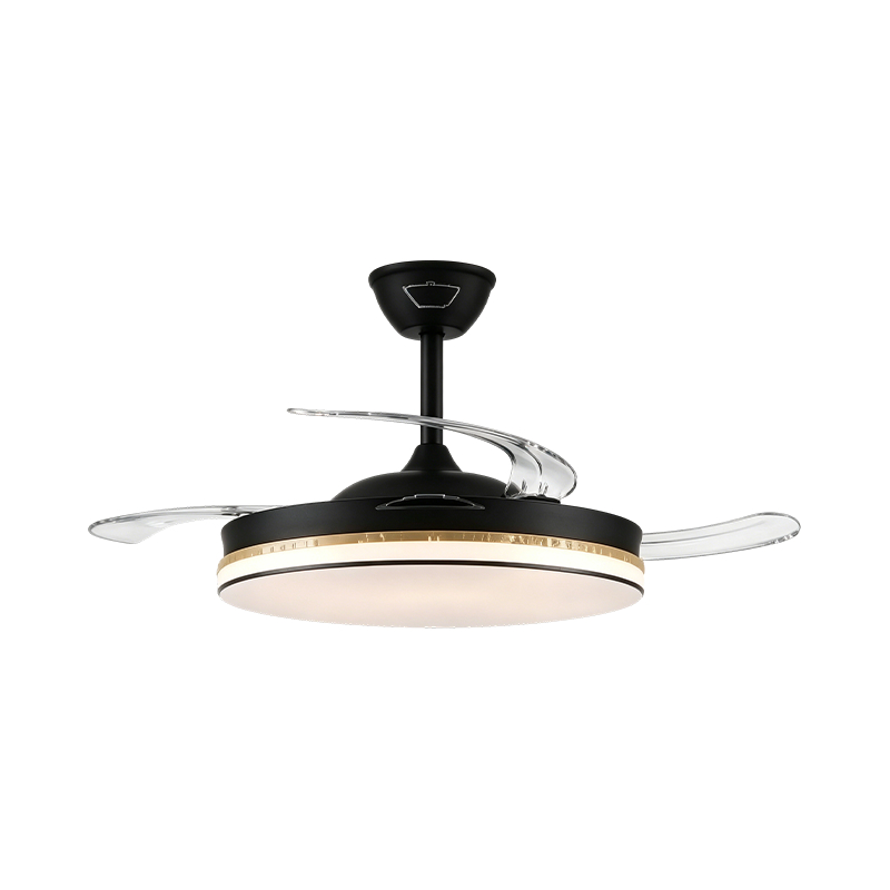Luz de ventilador retráctil de grano de madera rústica