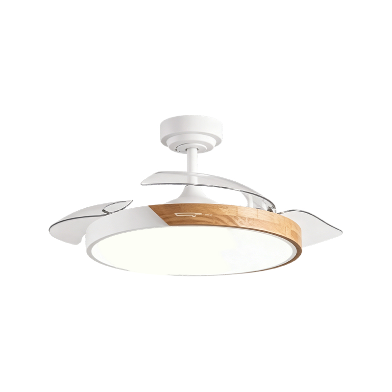 Luz de ventilador retráctil de grano de madera rústica