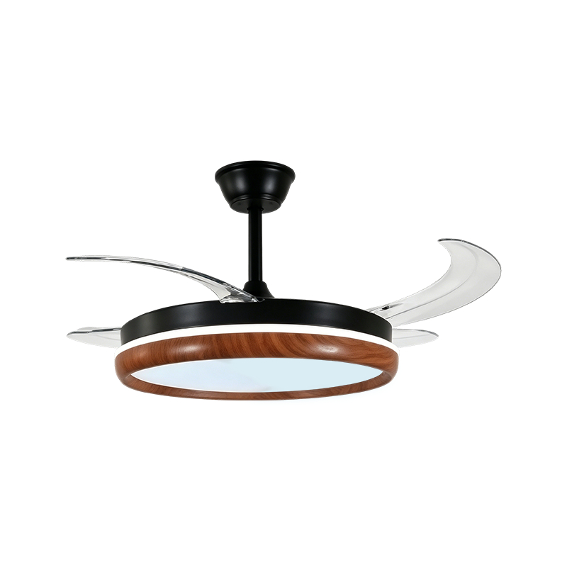 Luz de ventilador retráctil de grano de madera rústica