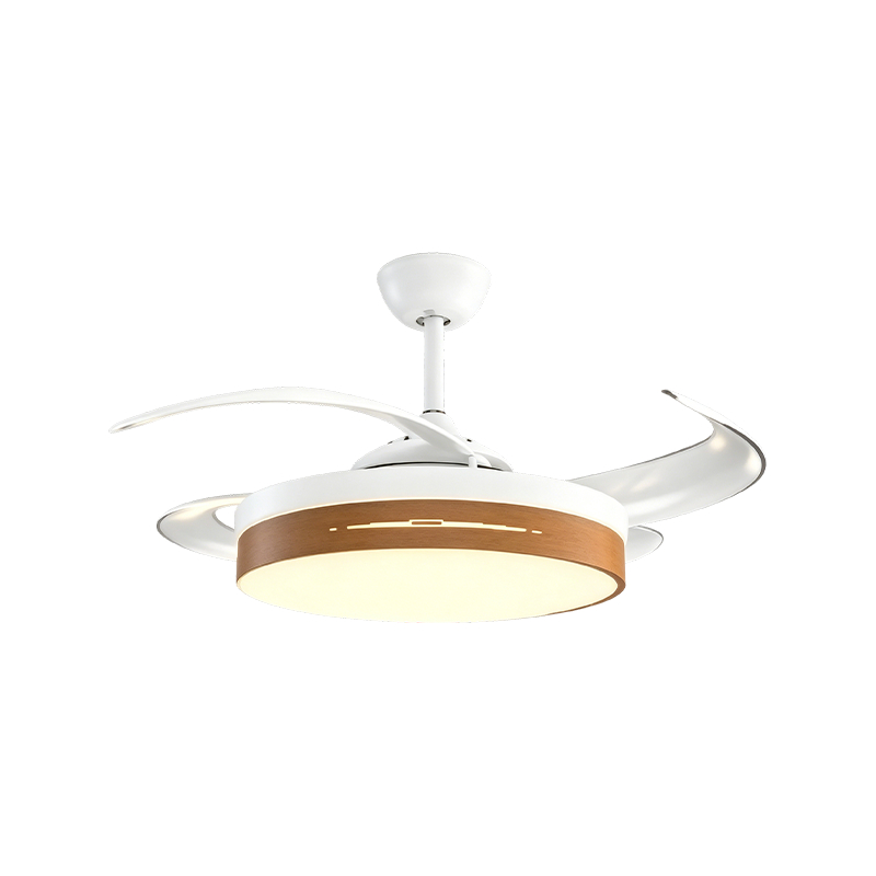 Luz de ventilador retráctil de grano de madera rústica