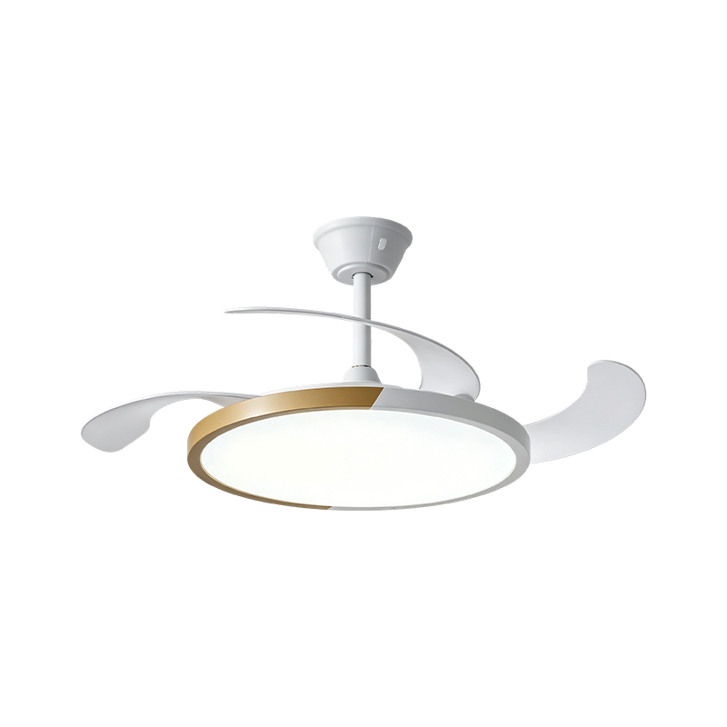 Luz de ventilador retráctil de grano de madera rústica