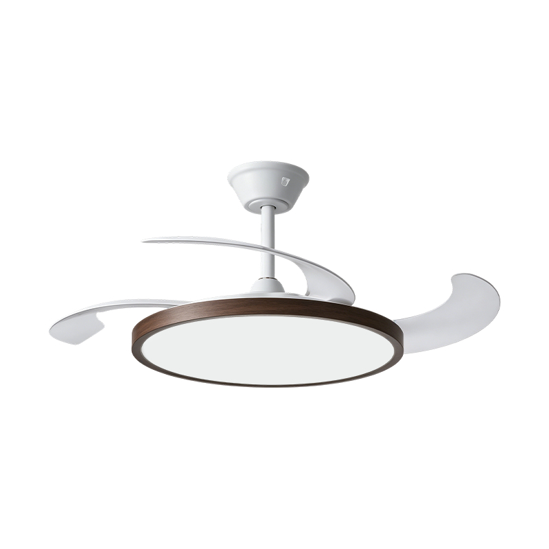 Luz de ventilador retráctil de grano de madera rústica