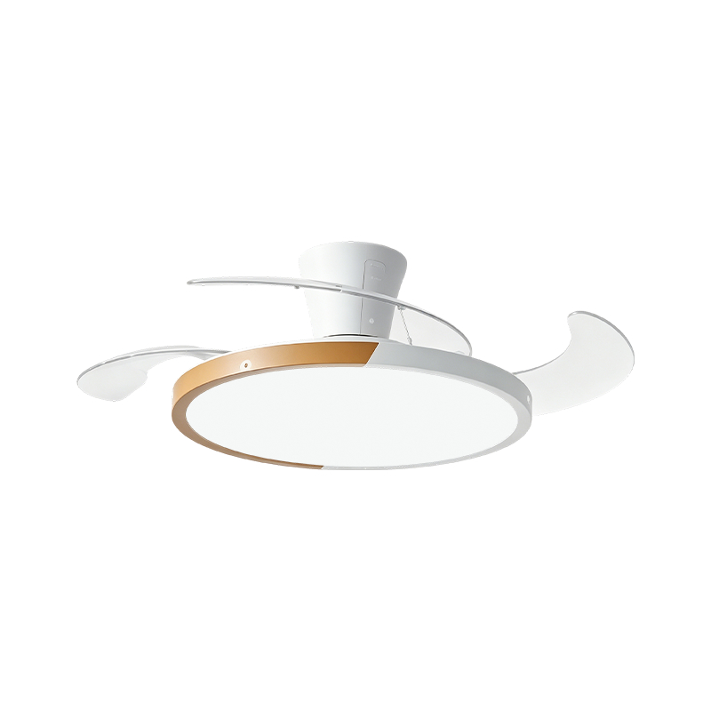 Luz de ventilador retráctil de grano de madera rústica