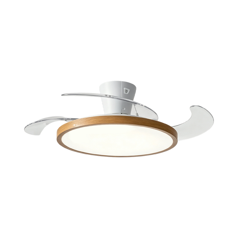 Luz de ventilador retráctil de grano de madera rústica