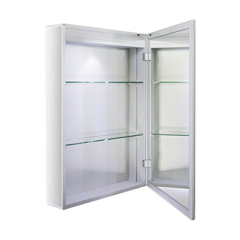 Gabinete con espejo para baño LED de una sola puerta con espejo de maquillaje antivaho Gabinete con espejo para baño LED de una sola puerta con espejo de maquillaje antivaho