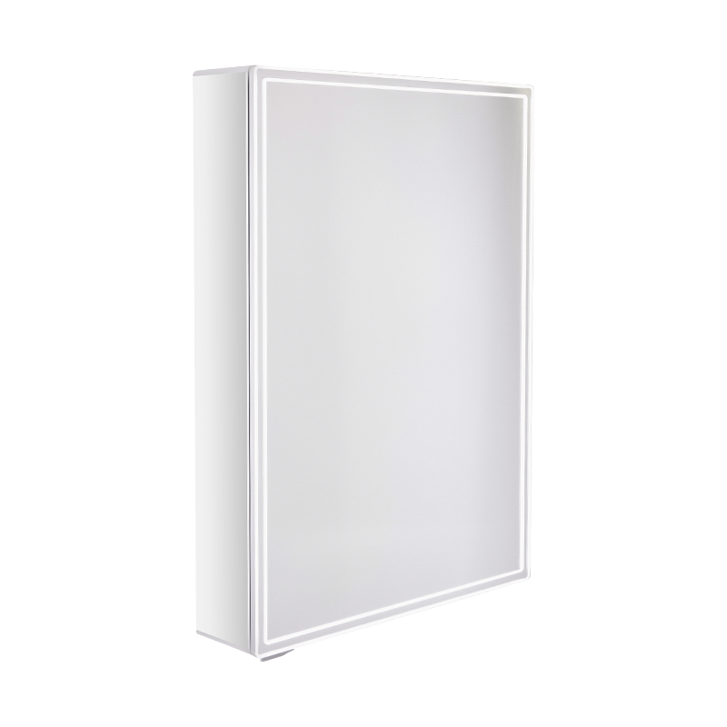 Gabinete con espejo de baño inteligente de una sola puerta con espejo de maquillaje con retroiluminación LED Gabinete con espejo de baño inteligente de una sola puerta con espejo de maquillaje con retroiluminación LED