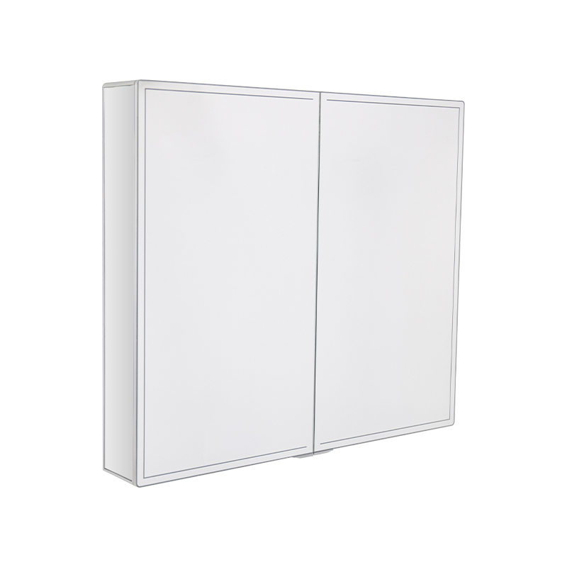 Gabinete inteligente con espejo retroiluminado de doble puerta y interruptor magnético Gabinete inteligente con espejo retroiluminado de doble puerta y interruptor magnético