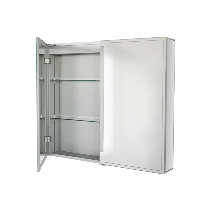Gabinete con espejo impermeable de doble puerta de aleación de aluminio con luces LED