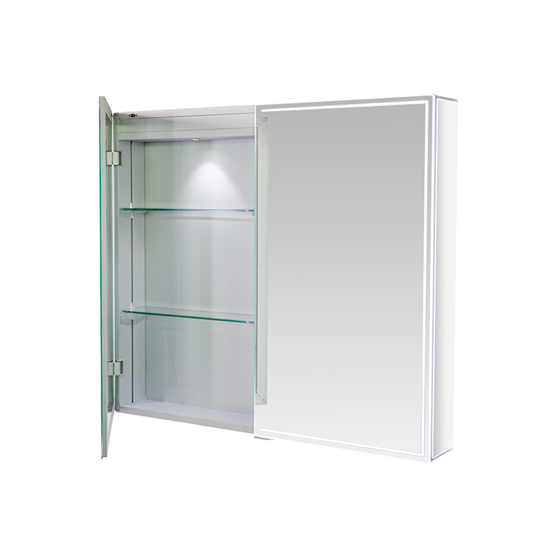 Gabinete con espejo impermeable de doble puerta de aleación de aluminio con luces LED