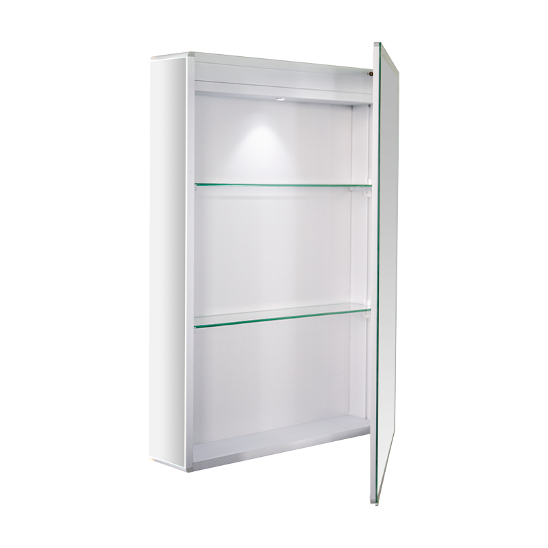 Gabinete con espejo de baño LED de una sola puerta impermeable de aleación de aluminio Gabinete con espejo de baño LED de una sola puerta impermeable de aleación de aluminio